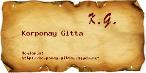 Korponay Gitta névjegykártya